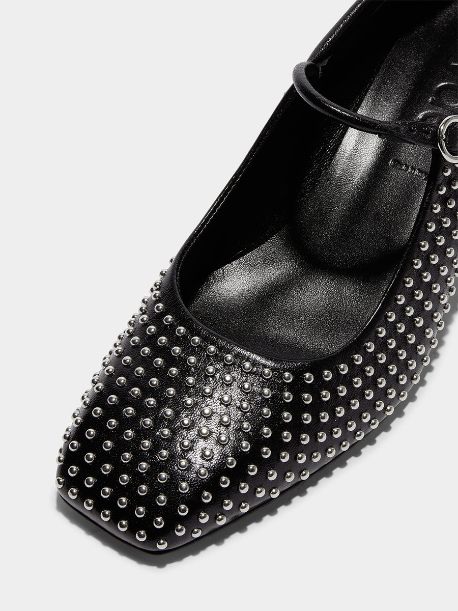 Aline Mini Studs Leather Mary-Jane Pumps