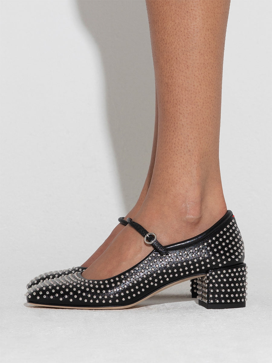 Aline Mini Studs Leather Mary-Jane Pumps