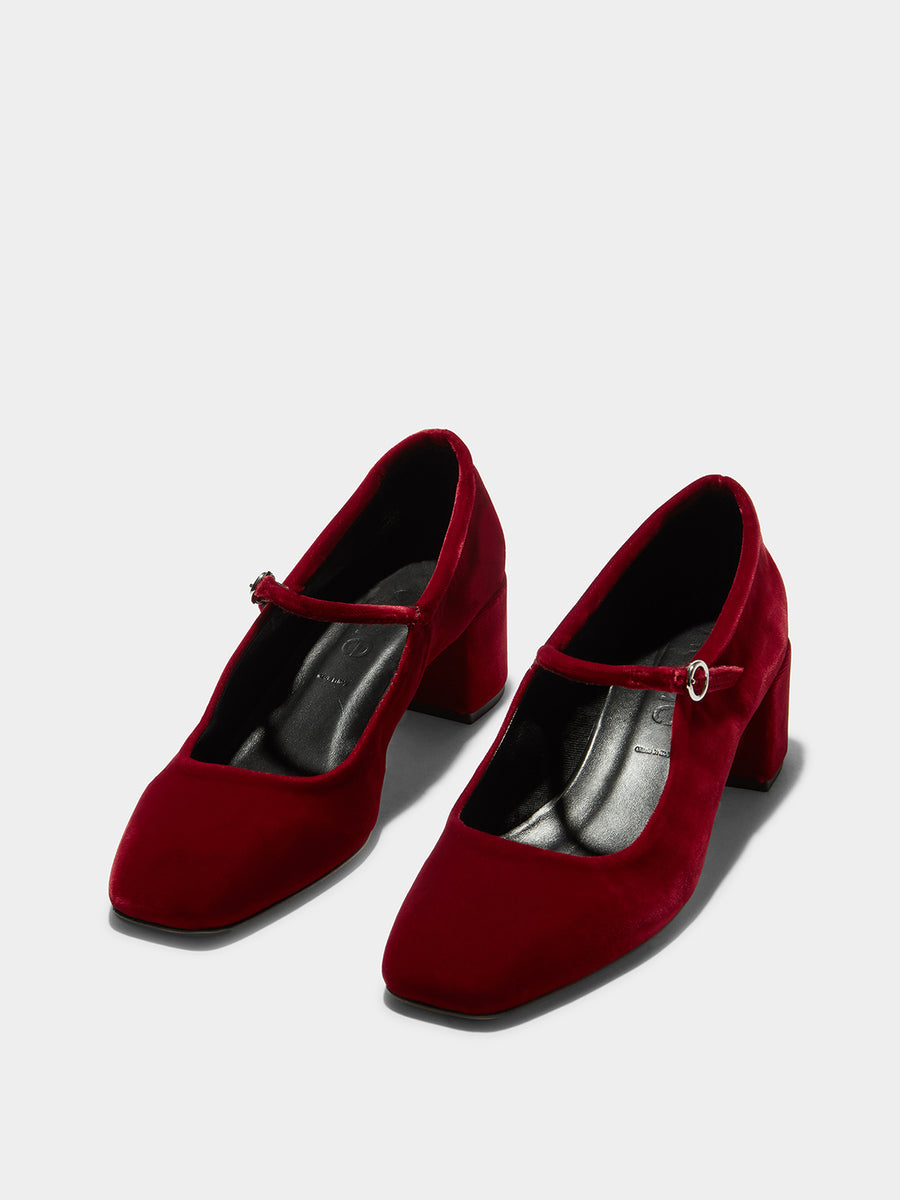 Aline Velvet Mary-Jane Pumps