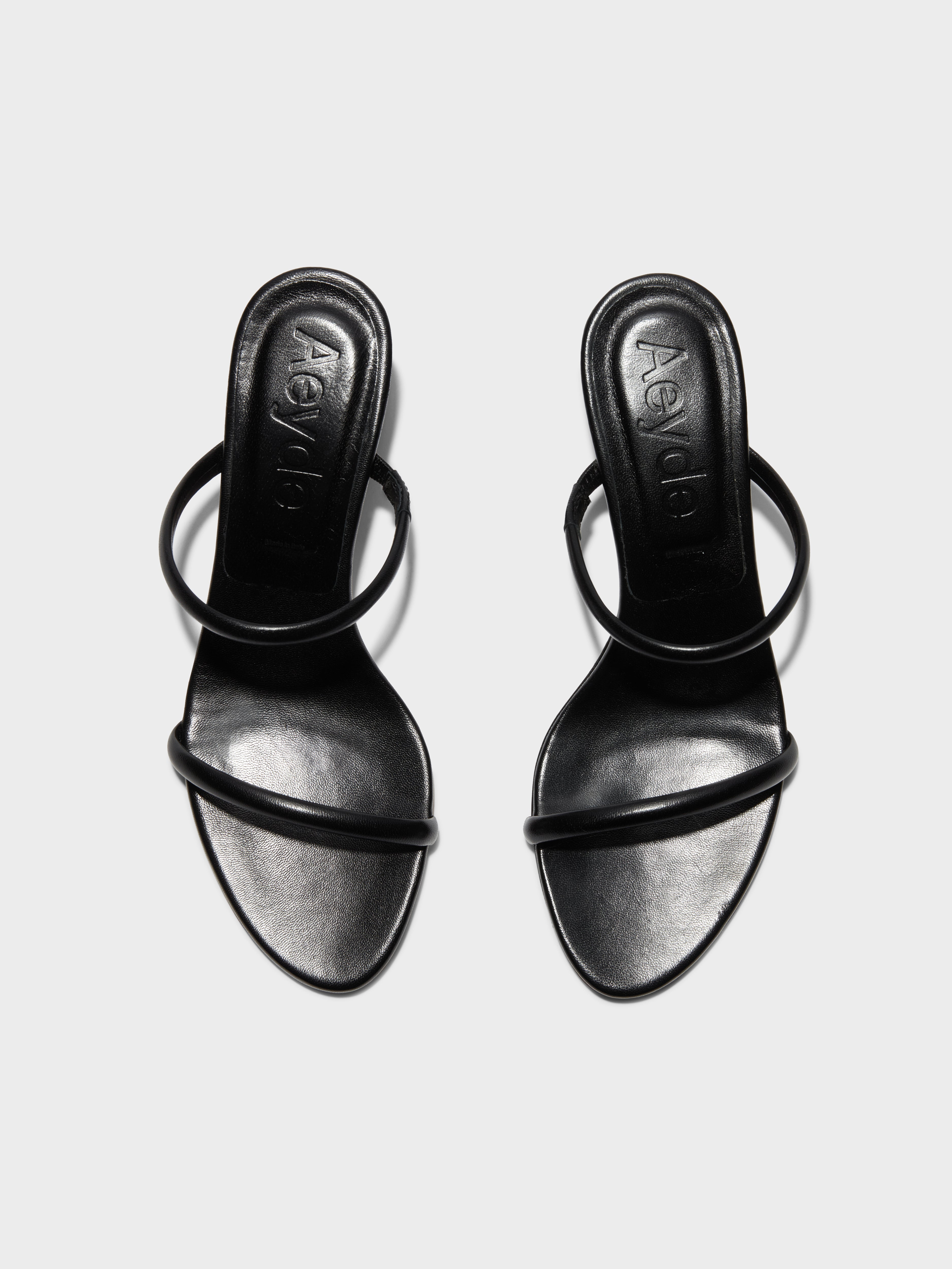 Aeyde | ANNI Black Leather Heeled Slide