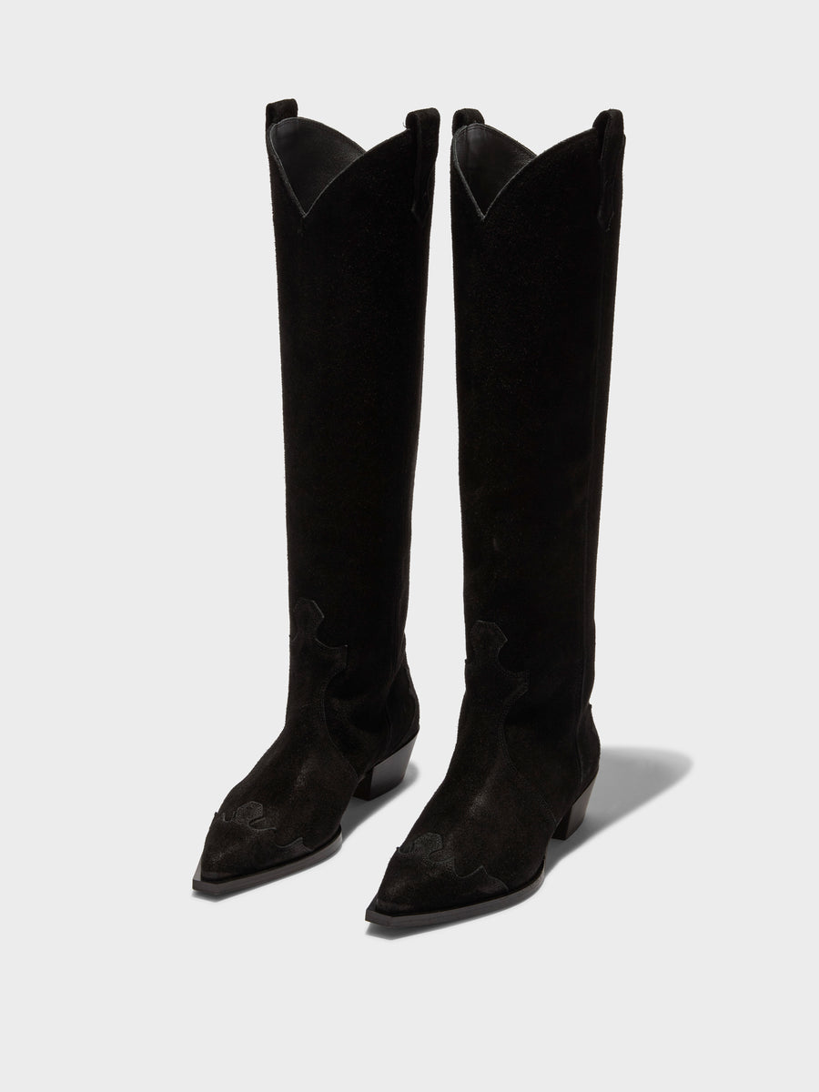 Aruna Suede Knee-High Cowboy Boots