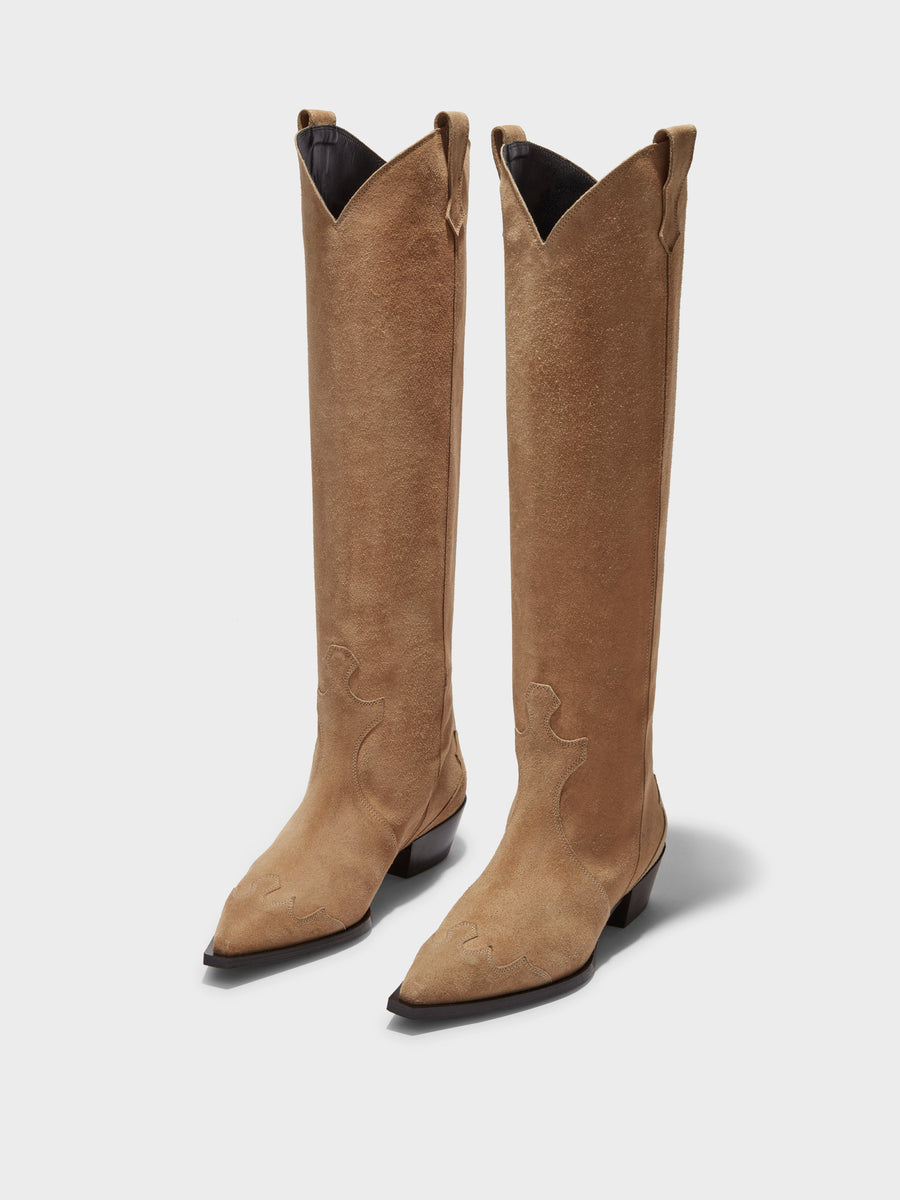 Aruna Suede Cowboy Knee-High Boots