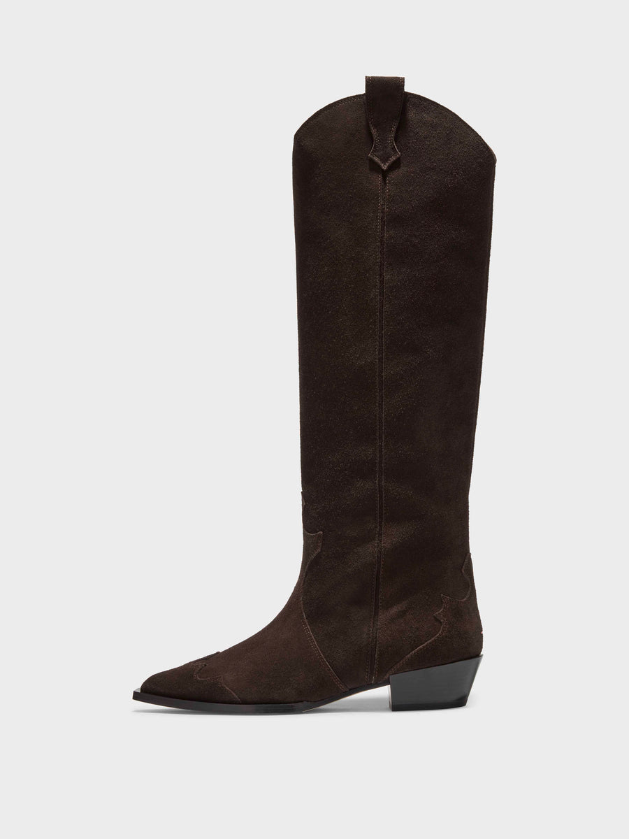 Aruna Suede Cowboy Knee-High Boots