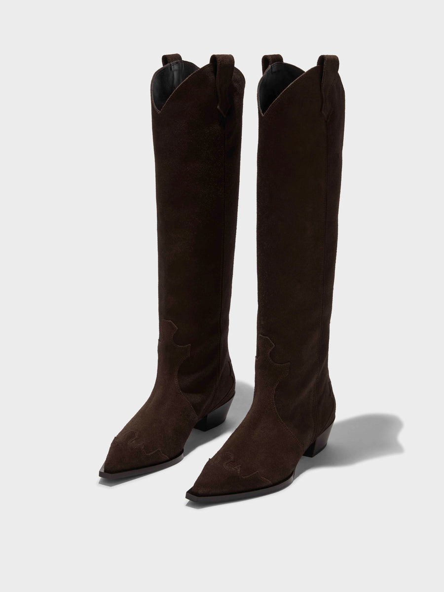 Aruna Suede Cowboy Knee-High Boots