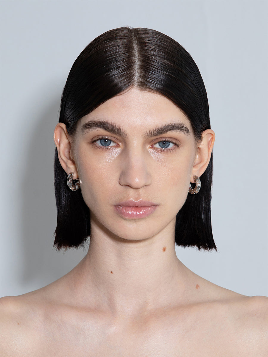 Cooper Medium Palladium-Plated Hoop Earrings