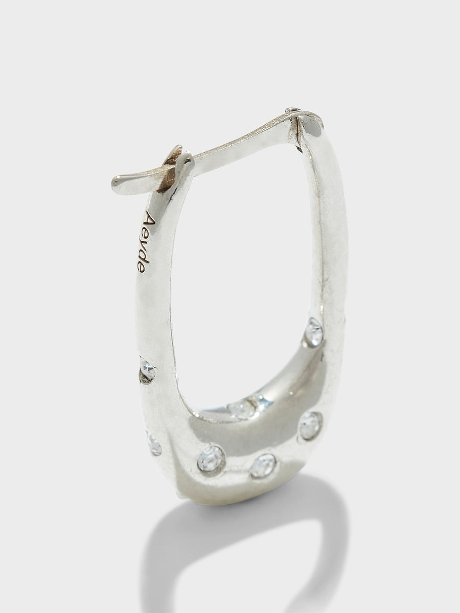 Elijah Crystal and Palladium-Plated Hoop Earrings