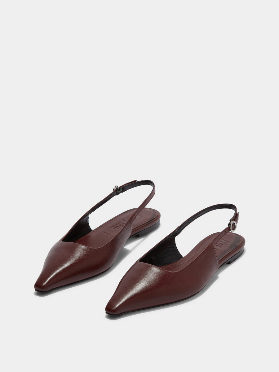 Fedora Leather Slingback Flats