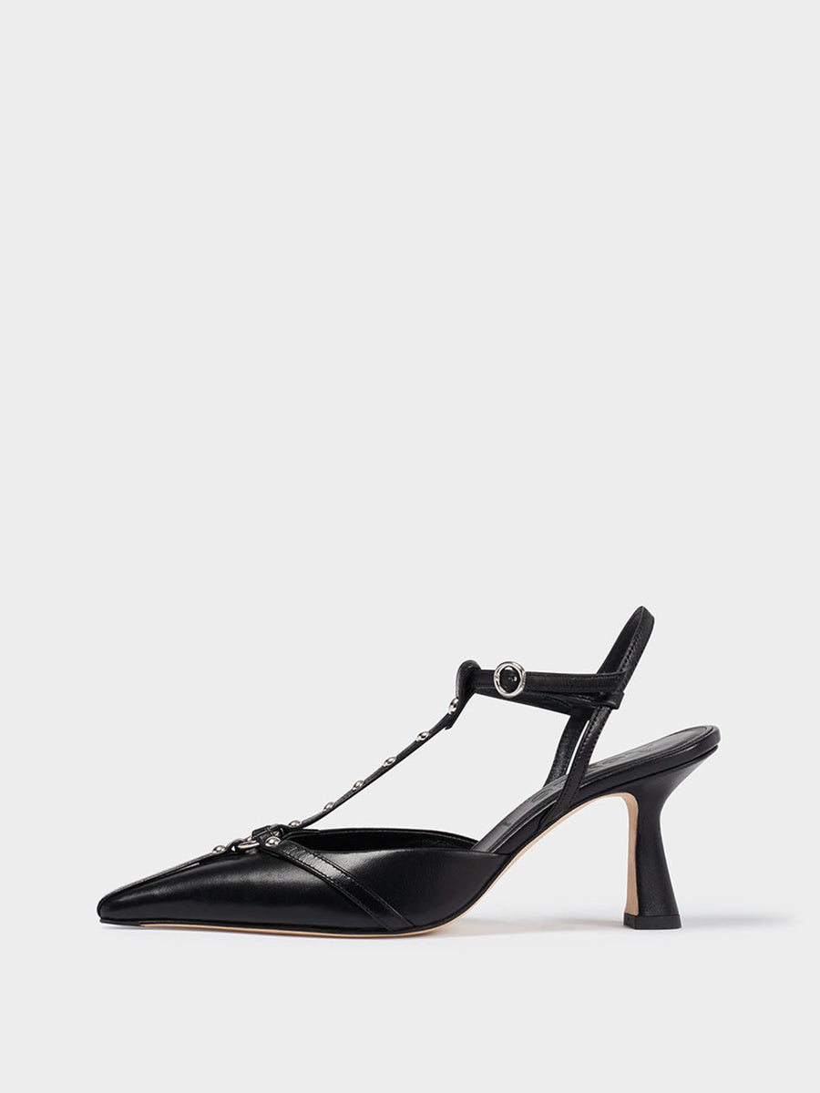 Saskia Leather T-Bar Pumps