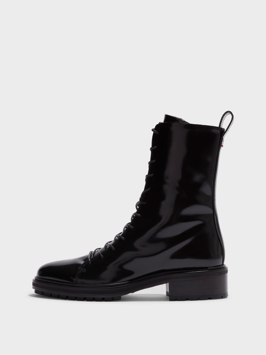 Isa Leather Lace-Up Ankle Boots