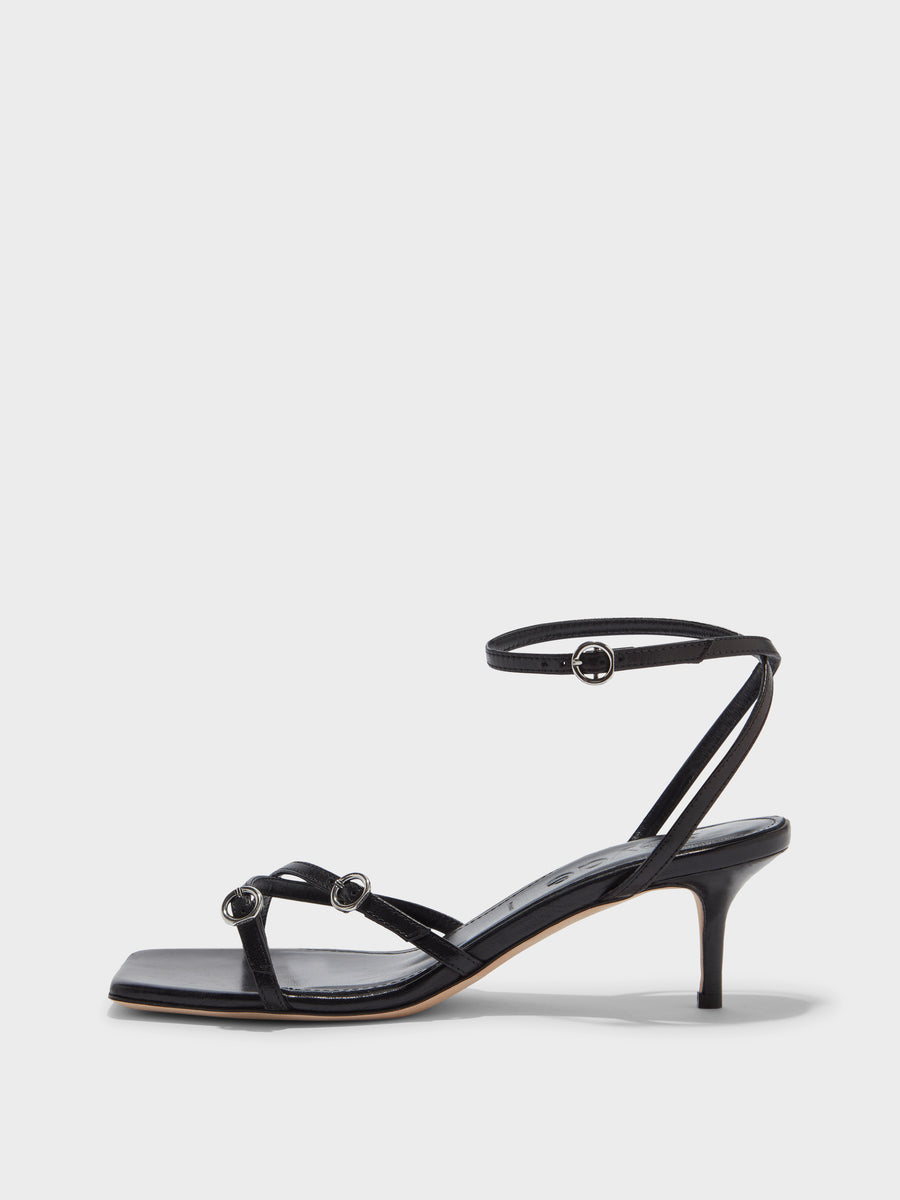 Libby Leather Kitten-Heel Sandals