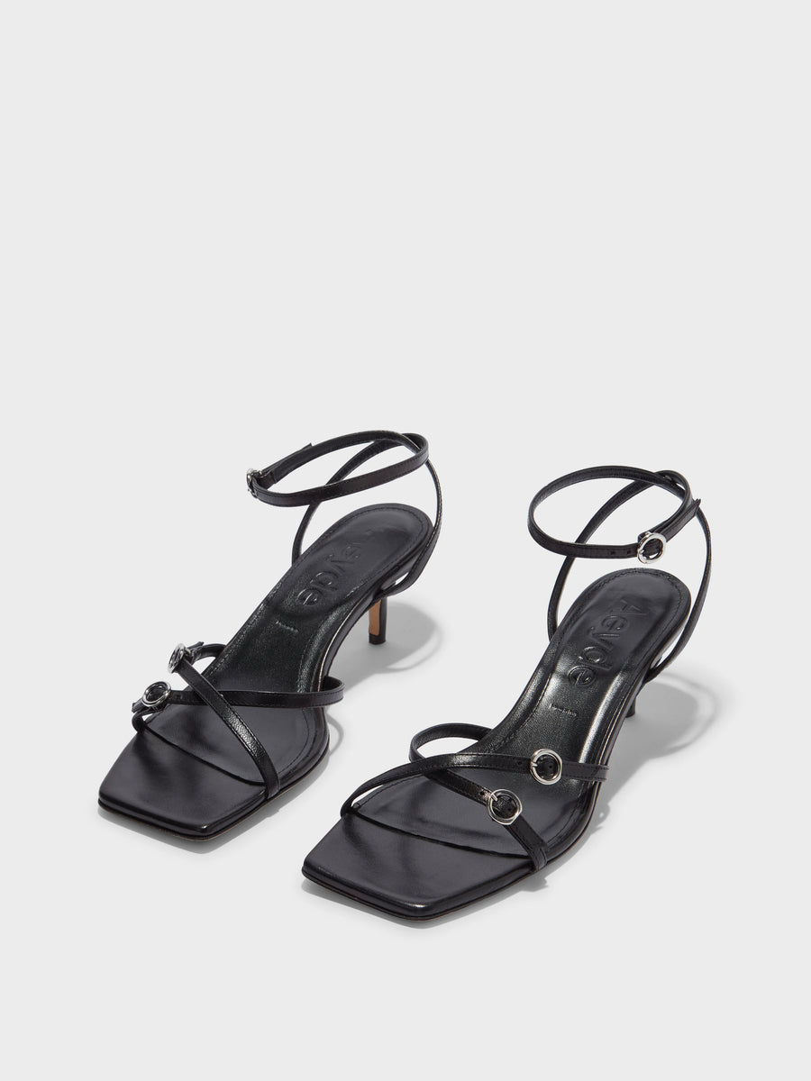 Libby Leather Kitten-Heel Sandals