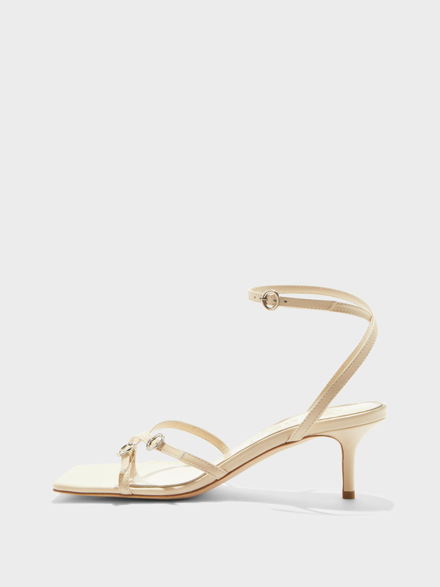 Libby Leather Kitten-Heel Sandals