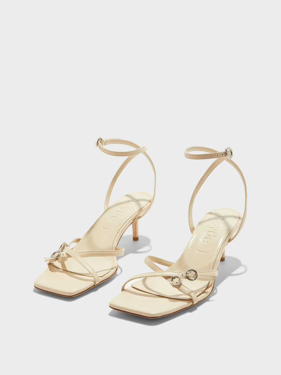 Libby Leather Kitten-Heel Sandals