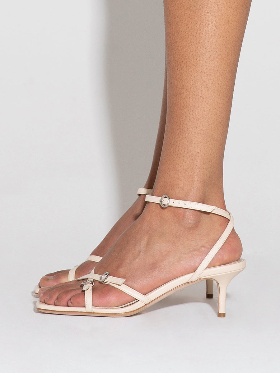 Libby Leather Kitten-Heel Sandals