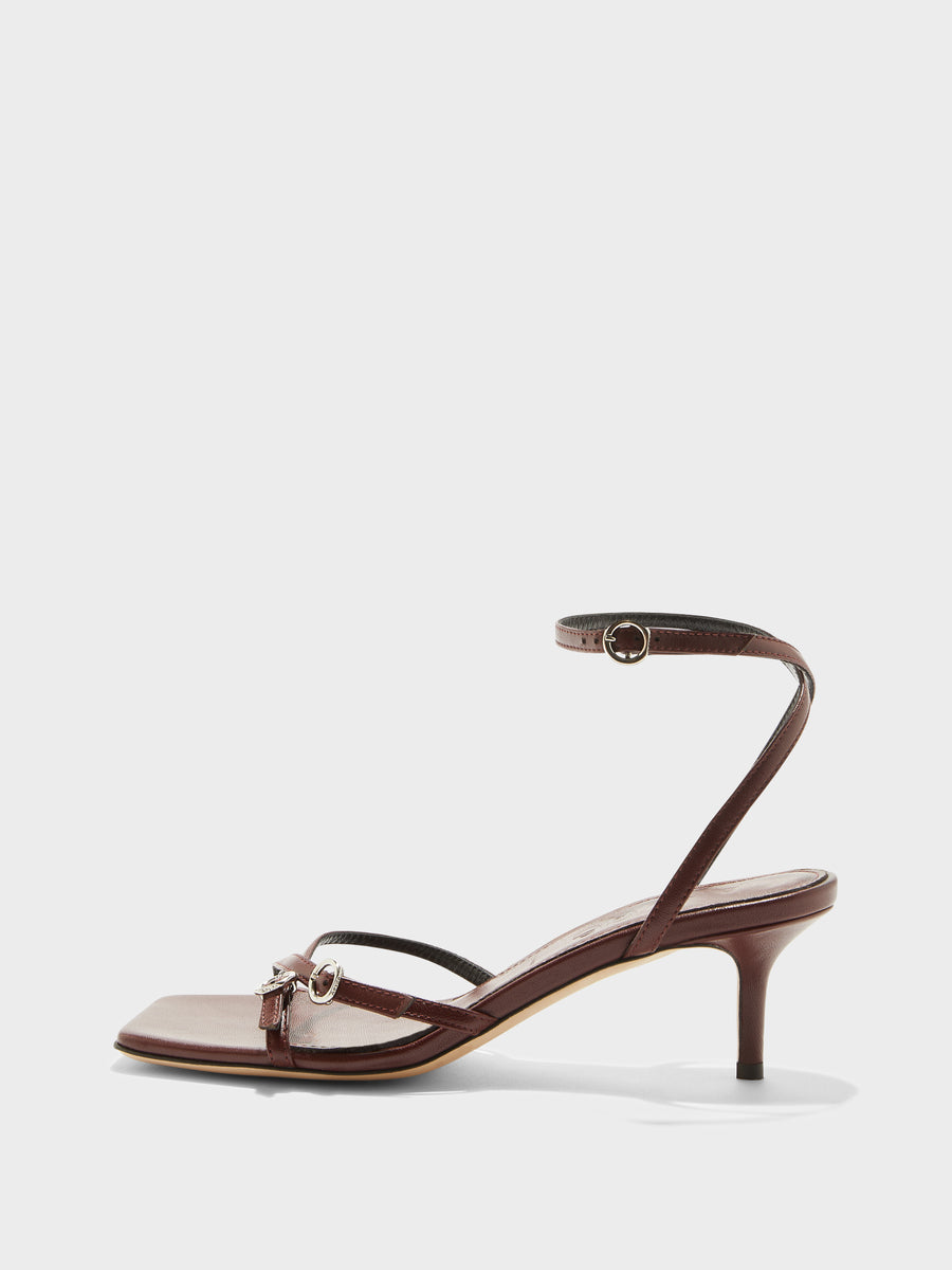 Libby Leather Kitten-Heel Sandals