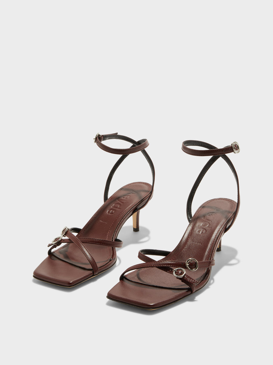 Libby Leather Kitten-Heel Sandals