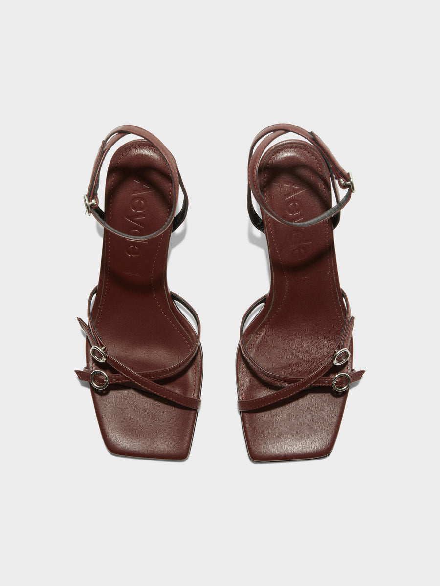 Libby Leather Kitten-Heel Sandals