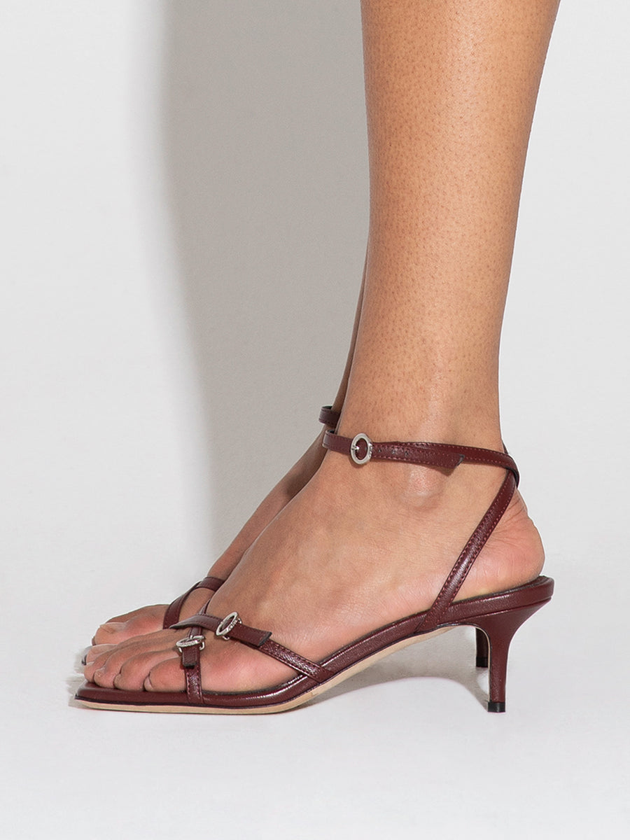 Libby Leather Kitten-Heel Sandals