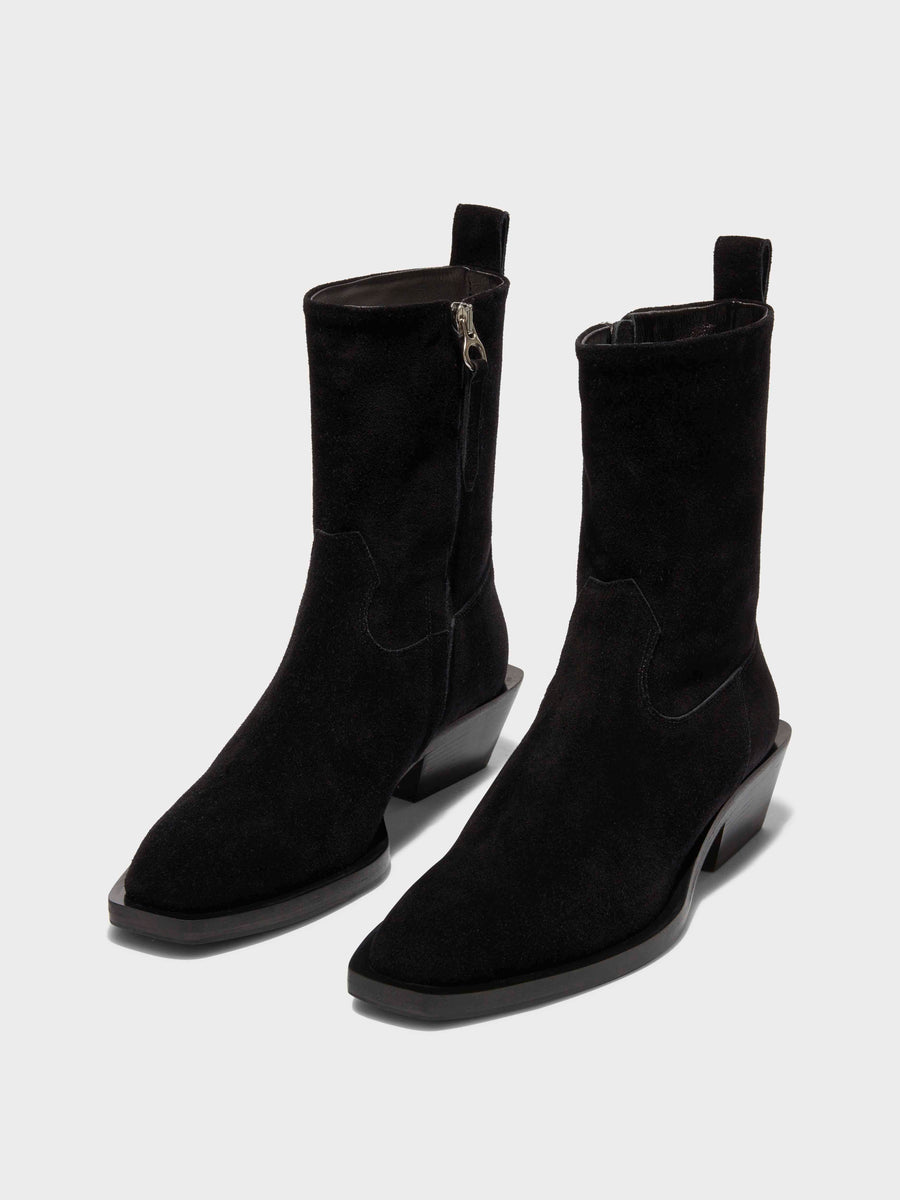 Luis Suede Cowboy Ankle Boots