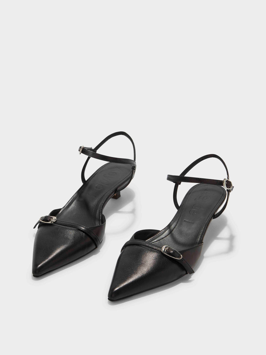 Melia Leather Kitten-Heel Pumps