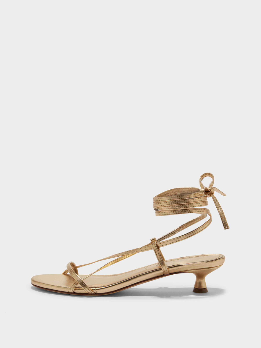 Paige Leather Kitten-Heel Sandals