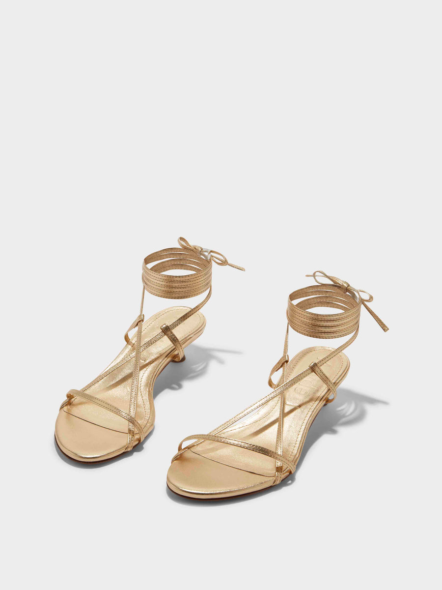 Paige Leather Kitten-Heel Sandals