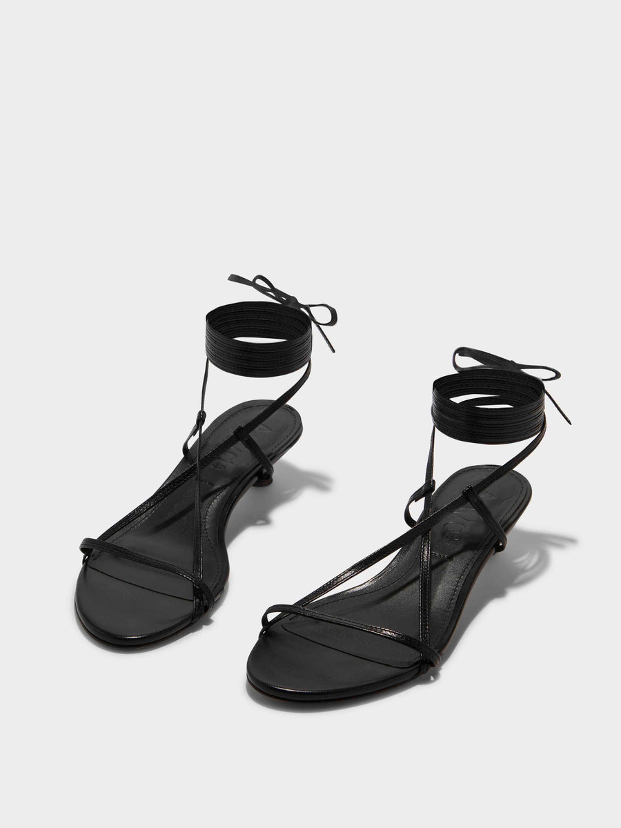 Paige Leather Kitten-Heel Sandals