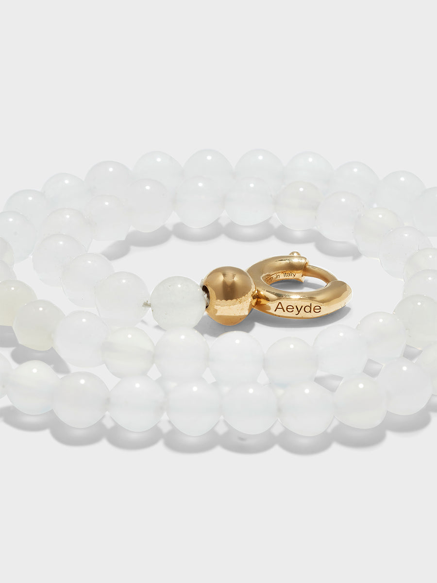 Saylor White Jade and 18kt Gold-Plated Necklace