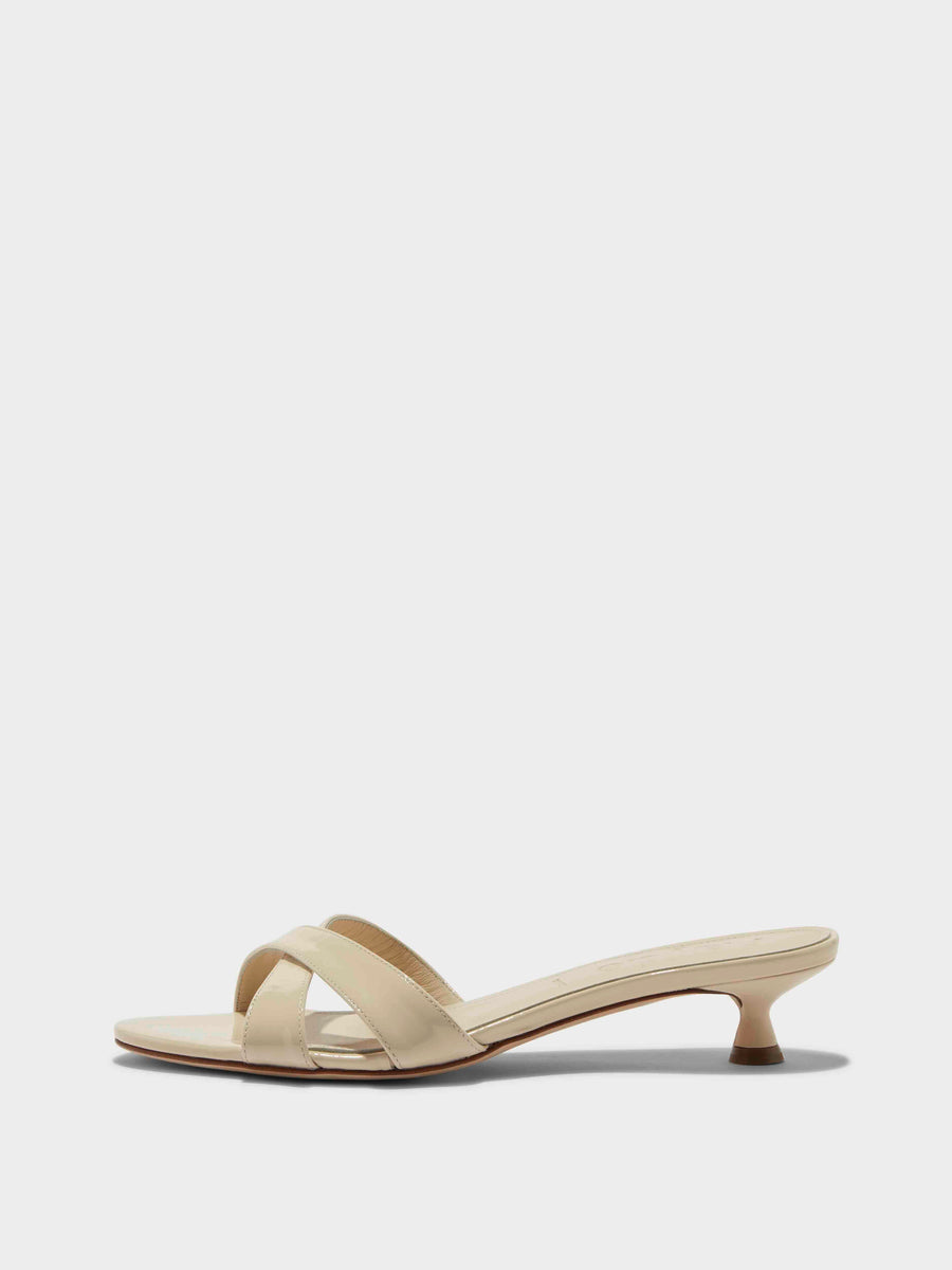 Stina Leather Kitten-Heel Sandals