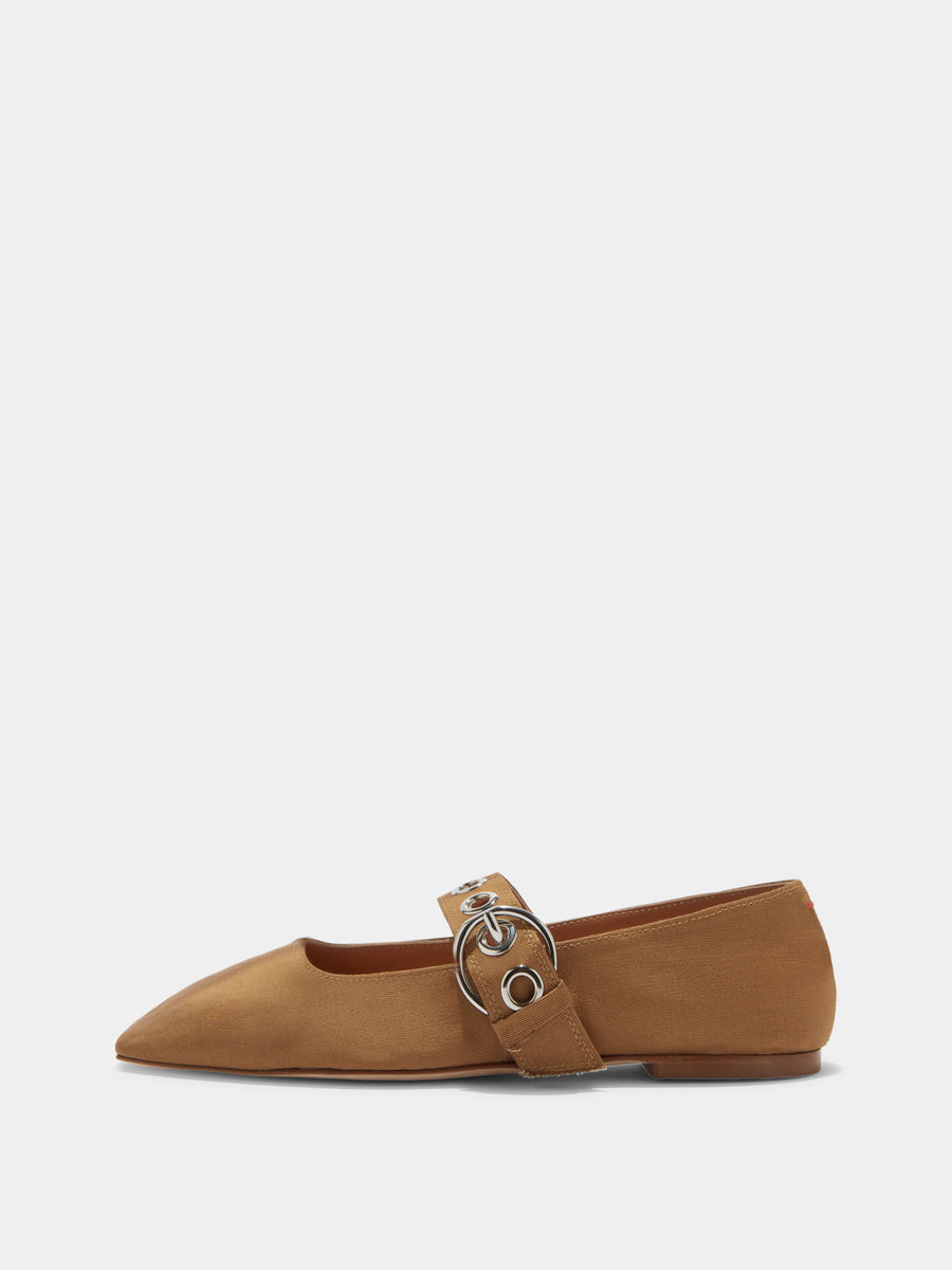 Uma Eyelet Grosgrain Mary-Janes Flats