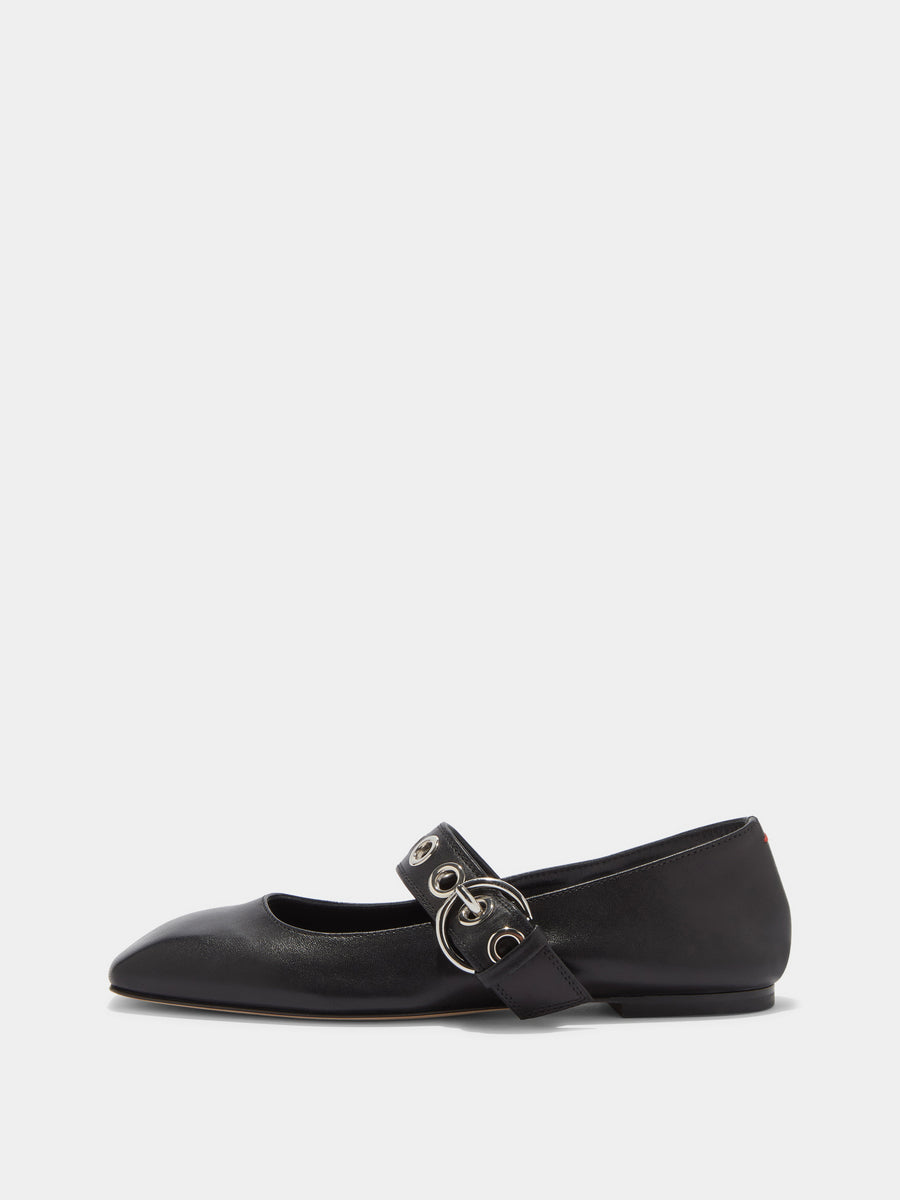 Uma Eyelet Leather Mary-Janes Flats