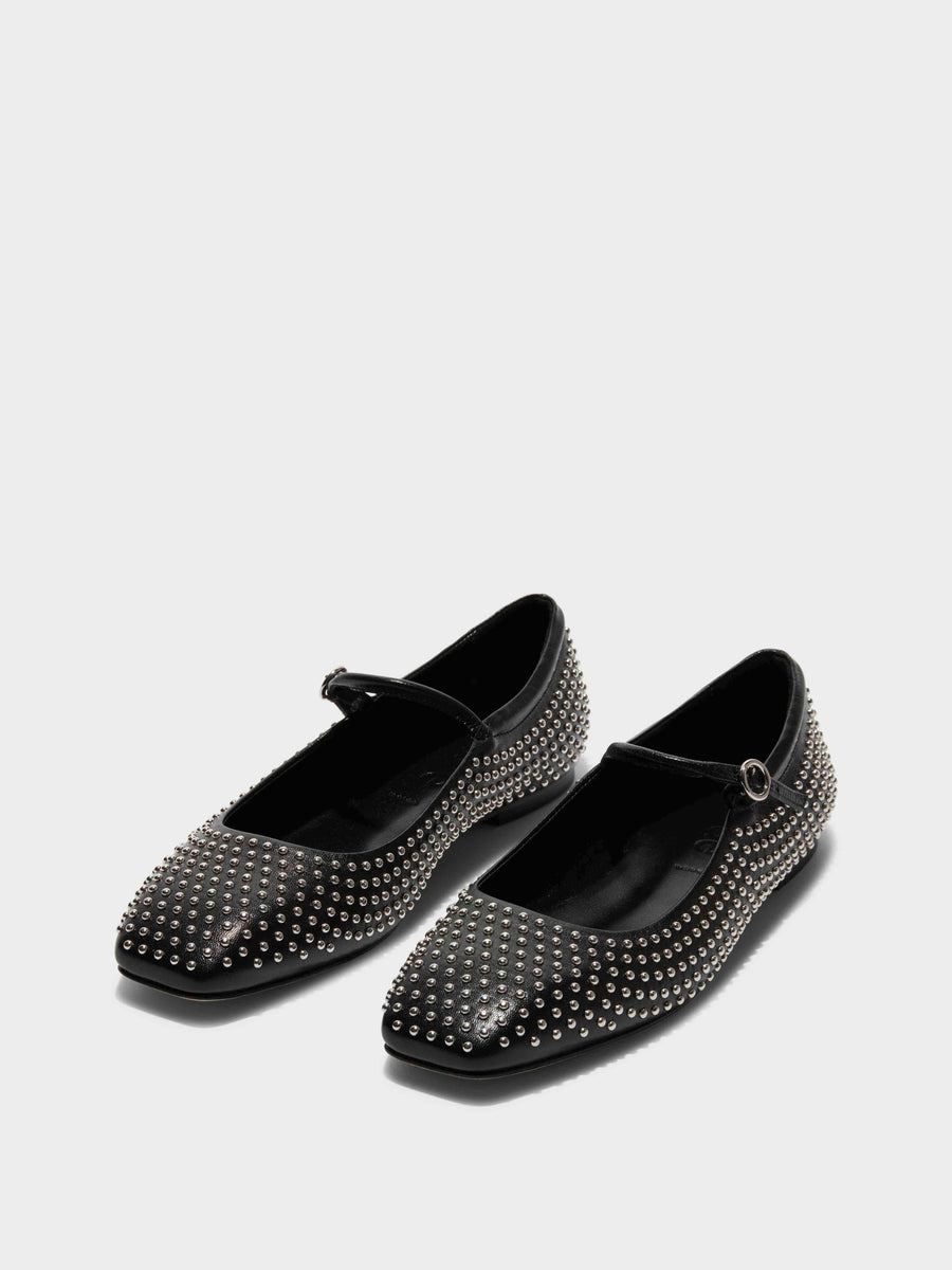 Uma Mini Stud Leather Mary-Jane Flats