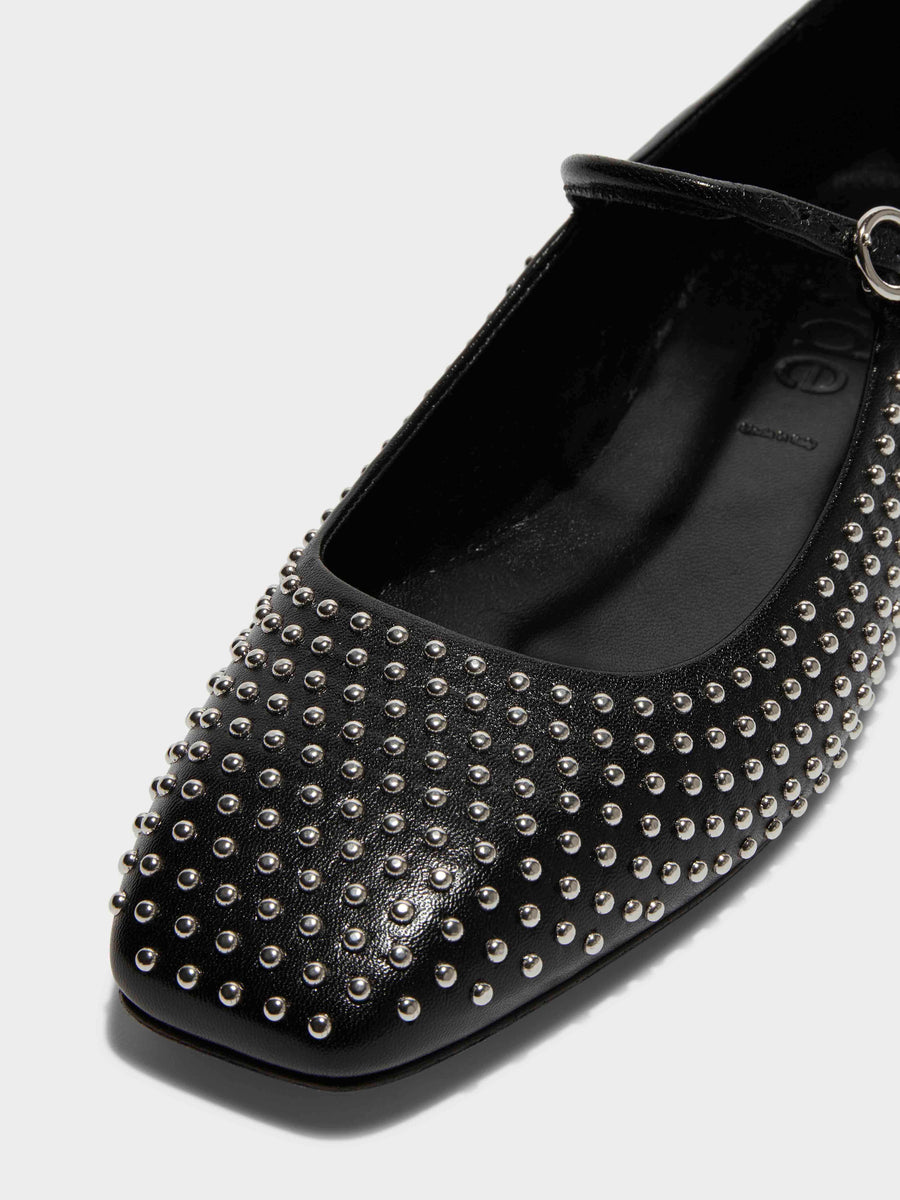 Black studded flats womens online