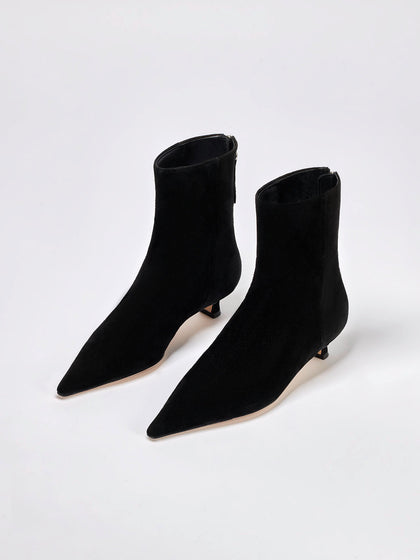 Aeyde | ZOE Black Suede Kitten Heel Ankle Boot