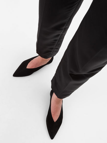 Bruca Black | Pointed Toe Asymmetrical Flats