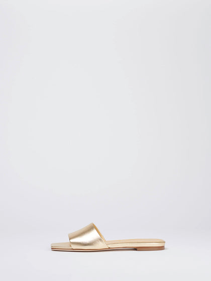 Aeyde | ANNA Gold Leather Flat Slide