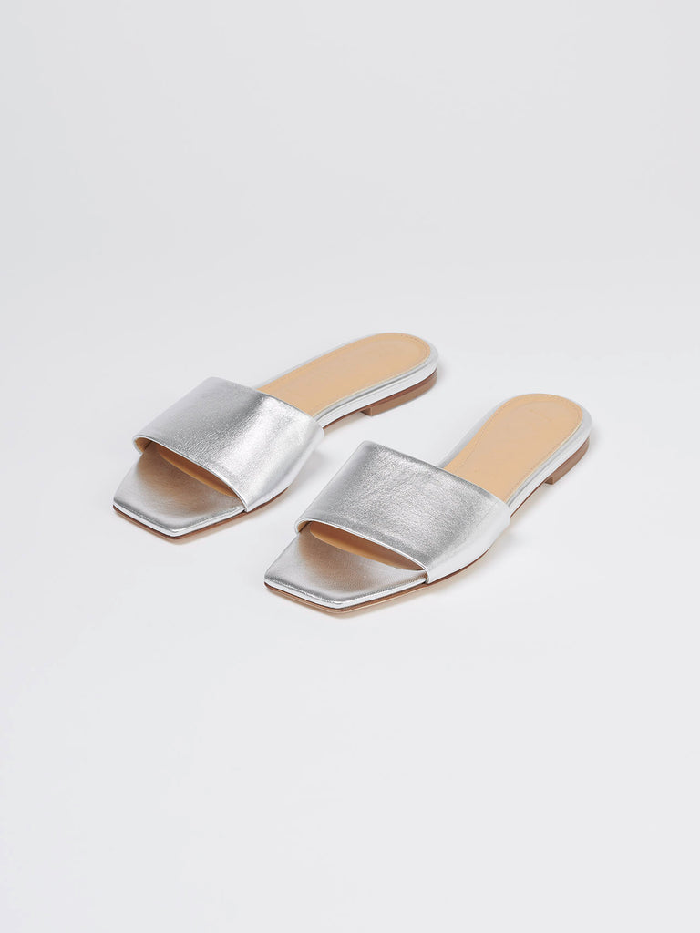 Aeyde | ANNA Silver Leather Flat Slide