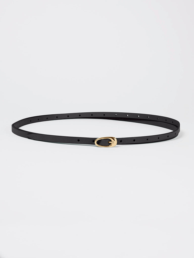 Aeyde | ELLIE Black/Gold Leather Belt