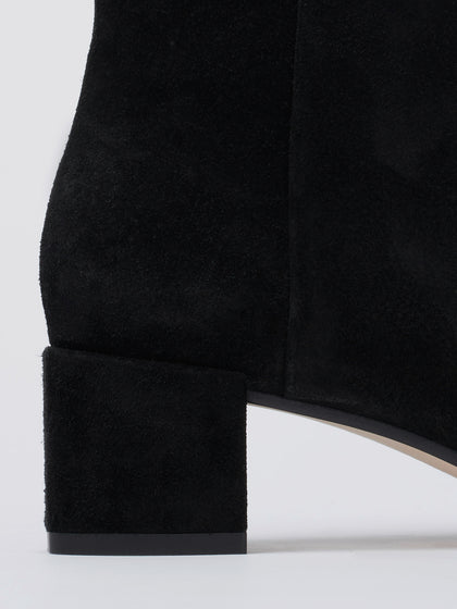 Aeyde  LINN Black Square Toe Ankle Boot